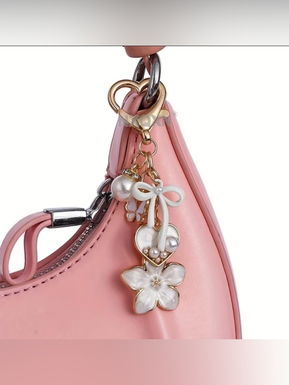 White Floral Bag Charm - Picture 3 of 3